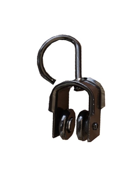 1 Black lacquered metal curtain pulley, with plastic wheels. [product.brand] 1 - jesus@toldosyules.com 